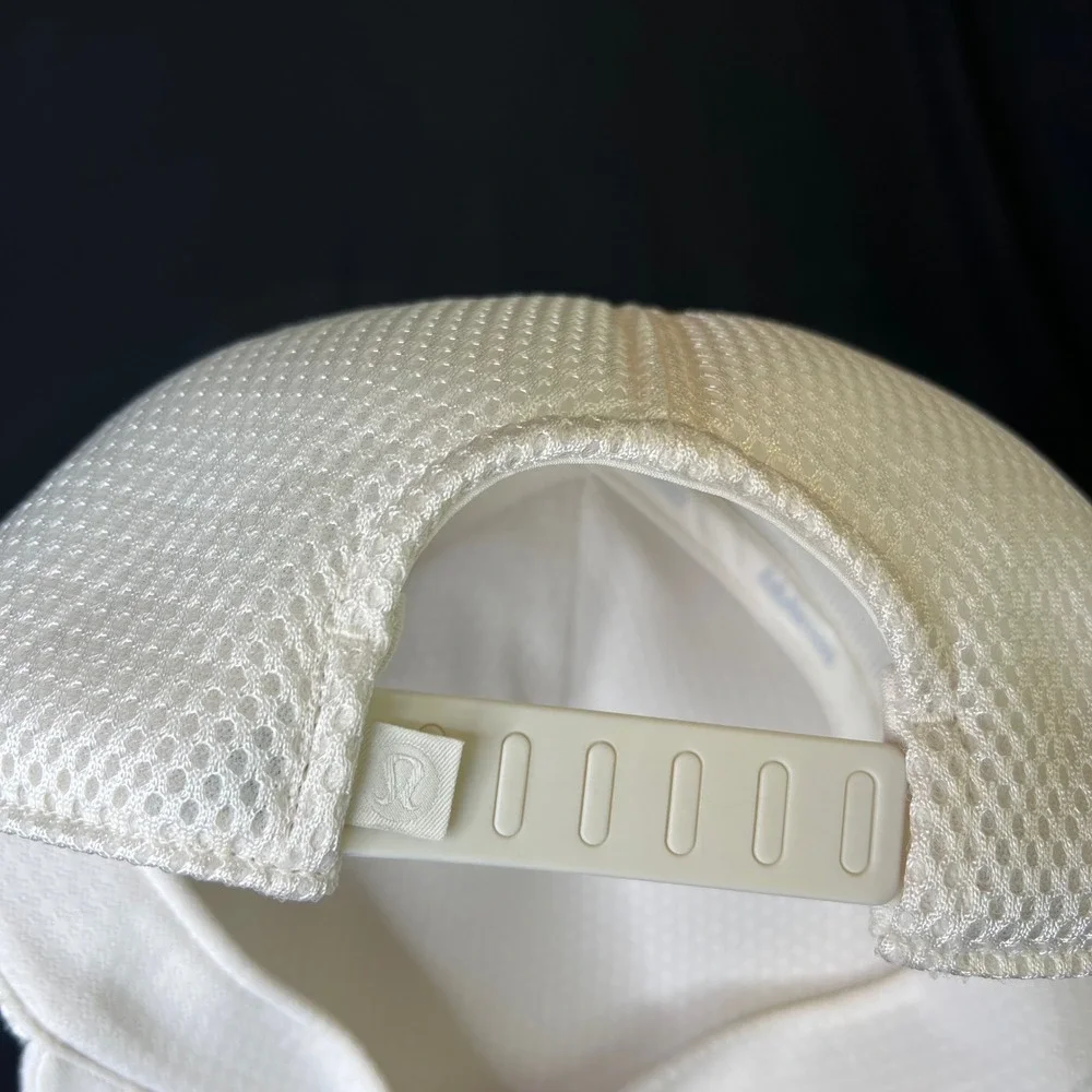 Lululemon Athletica L/XL White Mesh Back Trucker Hat Snapback Logo Cap